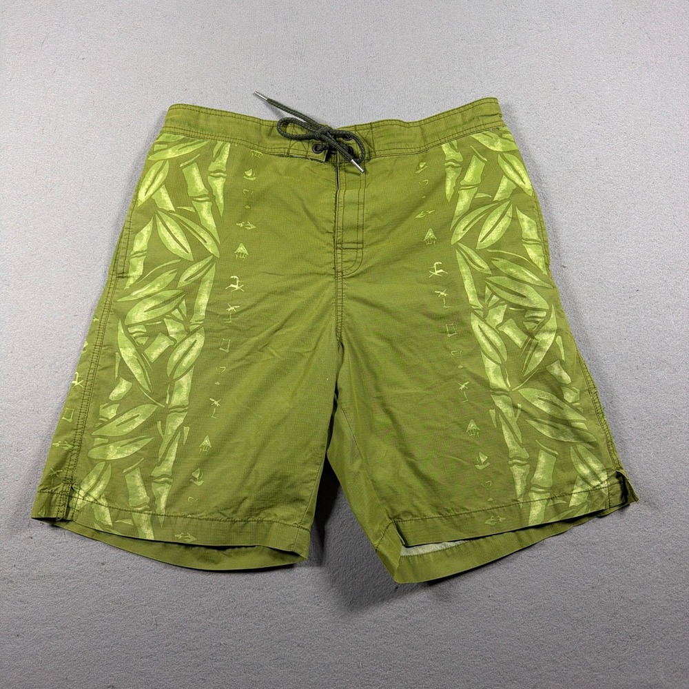 Tommy Bahama Relax‎ Swim Trunks Men Medium Regular Green Bamboo Print Coastal